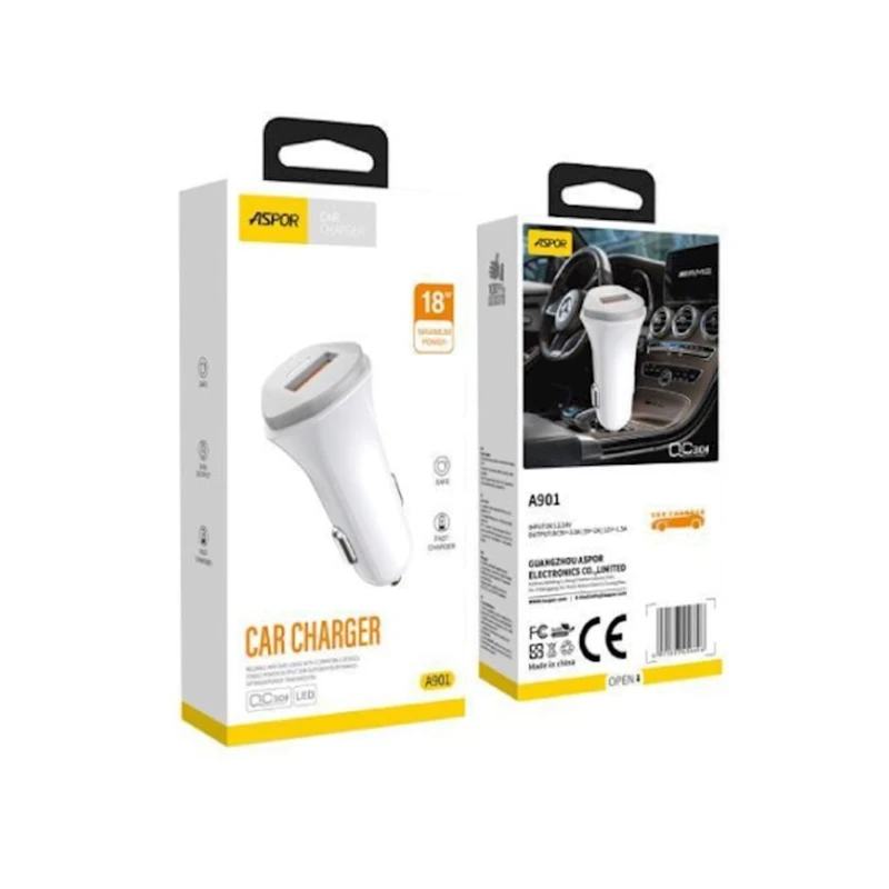 Автомобильное зарядное устройство Aspor A901 2USB 18W 2.4А Автомобильное зарядное устройство Aspor A901 2USB 18W 2.4А