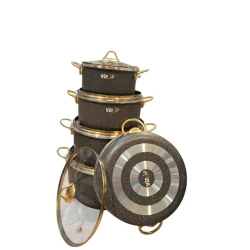 Набор кастрюль SHA-00007294, черный, гранит, 9 предметов