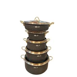 Набор кастрюль SHA-00007294, черный, гранит, 9 предметов