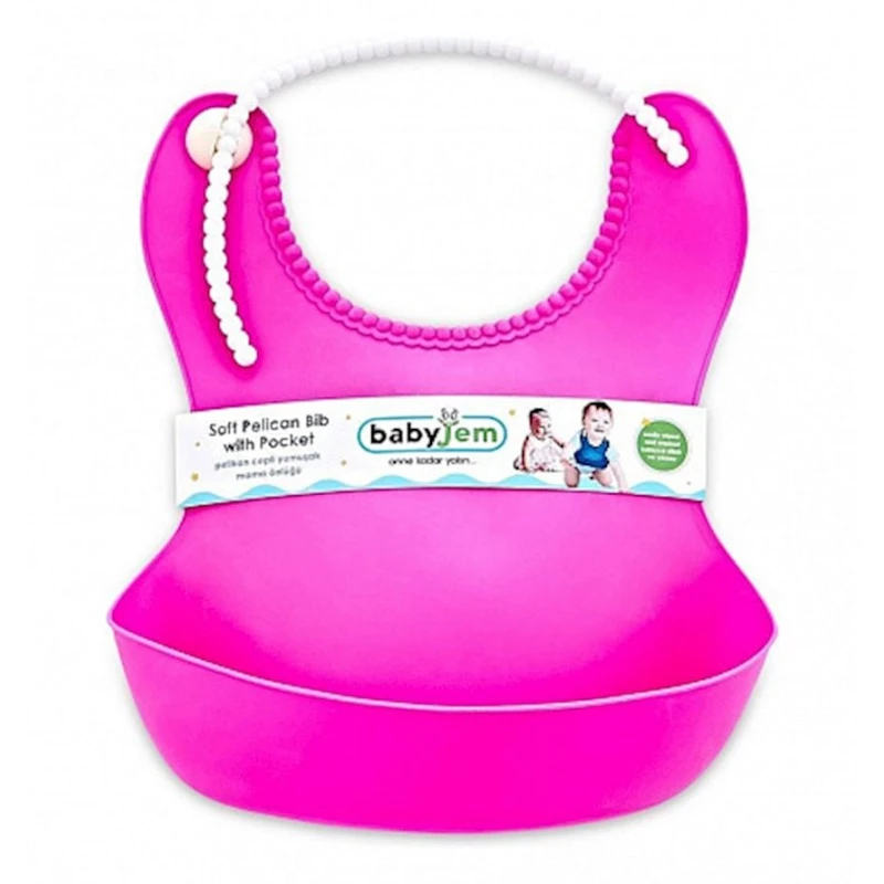 Слюнявчик Babyjem, розовый, силикон