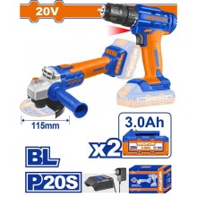 Dəst şurup bağlayan və künclü cilalama maşını Wadfow WCK20512, 20V, 2 əd