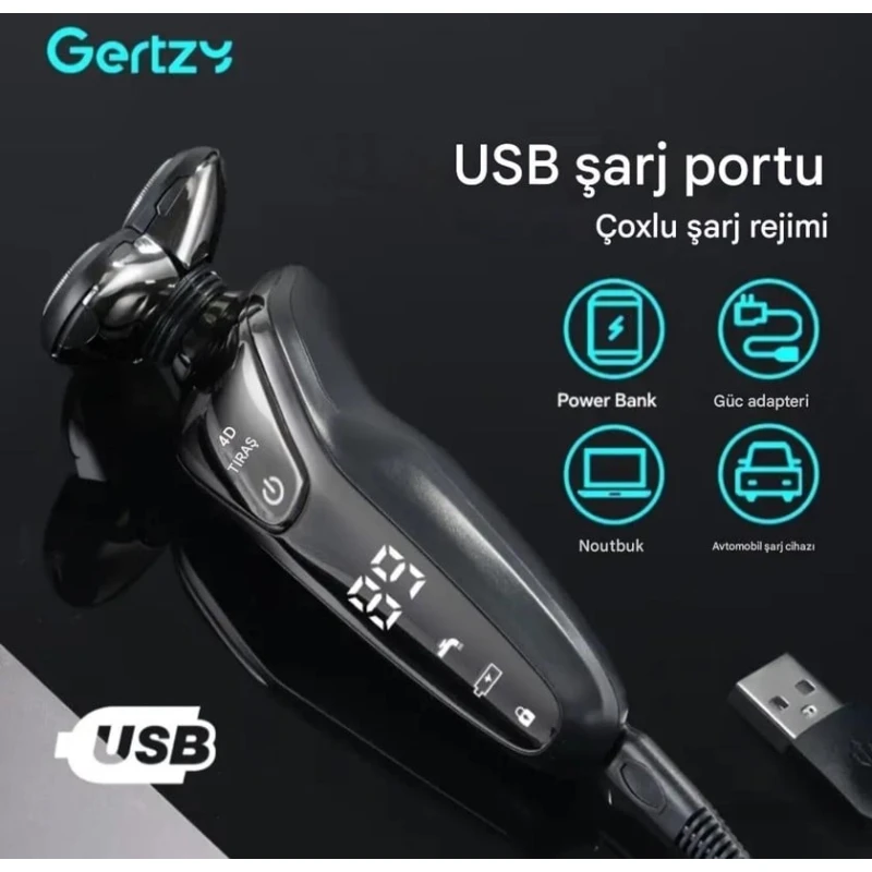 Электробритва GERTZY 4D-6 в 1 с интеллектуальным цифровым дисплеем Электробритва GERTZY 4D-6 в 1 с интеллектуальным цифровым дисплеем