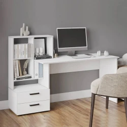 Письменный стол 3563_M2StolKomStelWh Белый, ЛДСП, 110.5x41x165 см