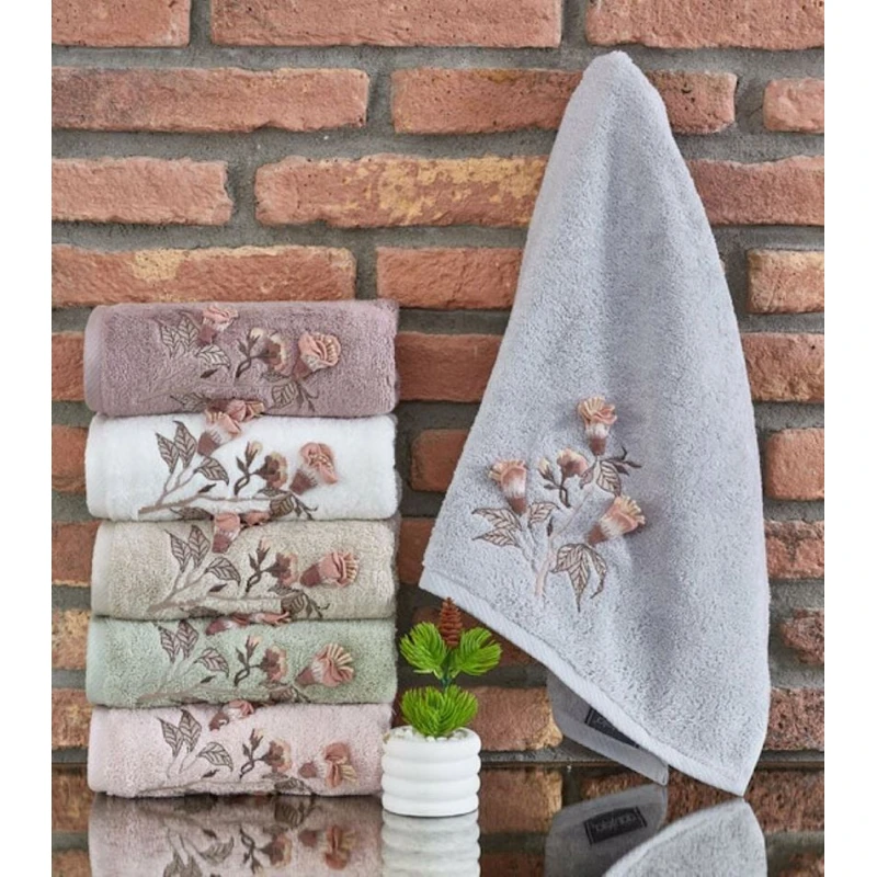 Üz və əllər üçün dəsmal dəsti Dantela 058, 50x90 sm, pambıq, rəngbərəng, 6 əd