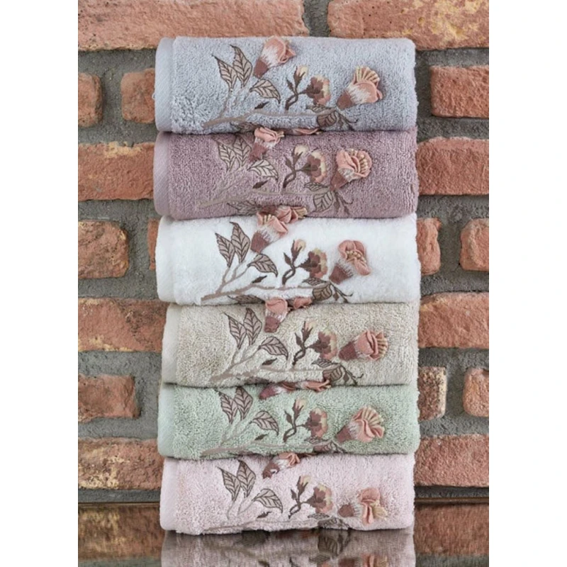 Üz və əllər üçün dəsmal dəsti Dantela 058, 50x90 sm, pambıq, rəngbərəng, 6 əd