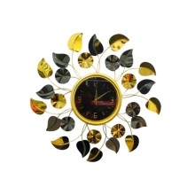 Настенные часы Золотистый Лист 6240_leatherclock65, 65x65 см