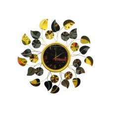 Настенные часы Золотистый Лист 6240_leatherclock65, 65x65 см