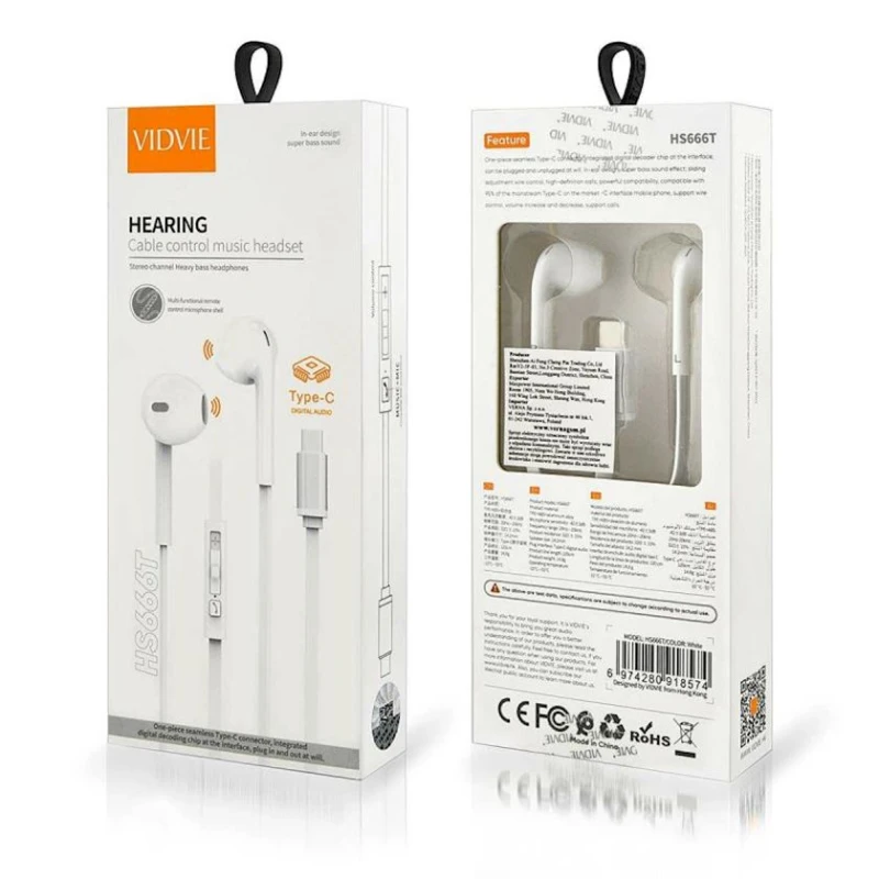 Проводные наушники Vidvie HS665 White Проводные наушники Vidvie HS665 White