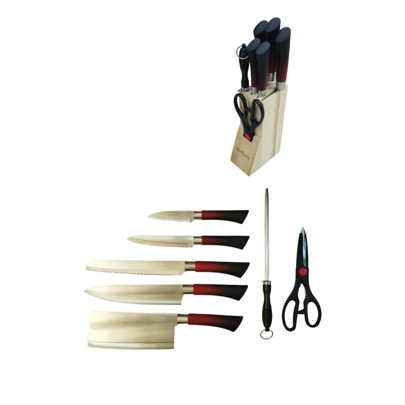 Bıçaq dəsti Труд-Вача, qara/qırmızı, 7 əd