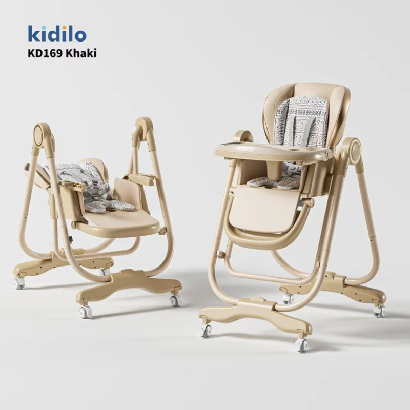 Детский стульчик для кормления Kidilo KD169 Khaki, стульчик-качалка
