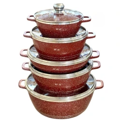 Набор кастрюль VK SHA-00005934, гранит, красный, 5 предметов, 20/24/28/32 см