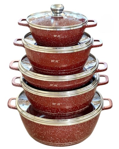 Qazan dəsti VK SHA-00005934, qranit, qırmızı, 5 parça, 20/24/28/32 sm