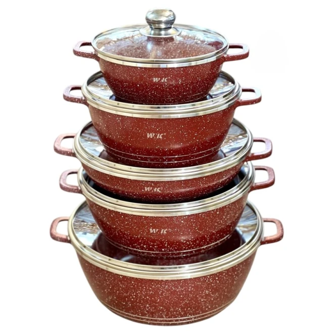 Набор кастрюль VK SHA-00005934, гранит, красный, 5 предметов, 20/24/28/32 см Набор кастрюль VK SHA-00005934, гранит, красный, 5 предметов, 20/24/28/32 см