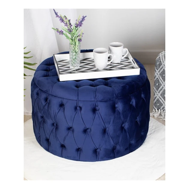 Пуфик 4, ткань, синий, 40x70x70 см Пуфик 4, ткань, синий, 40x70x70 см