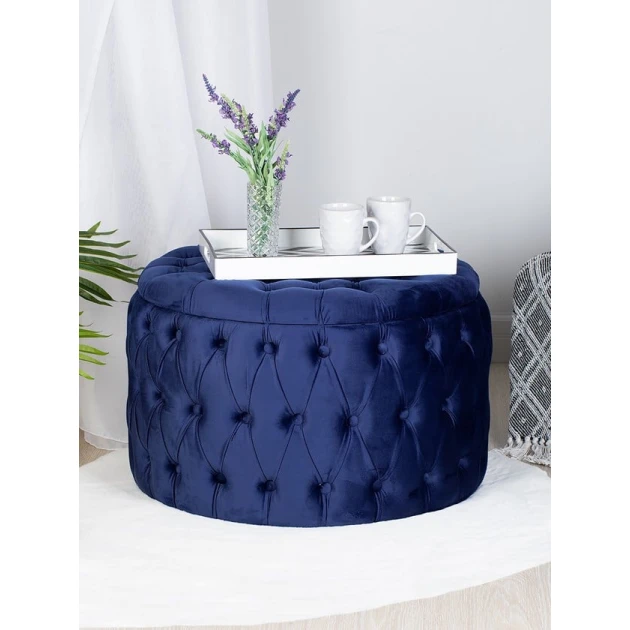 Пуфик 4, ткань, синий, 40x70x70 см Пуфик 4, ткань, синий, 40x70x70 см