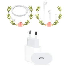 Адаптер USB Type-C Power Adapter 20W + Кабель USB Type-C to Lightning + Проводные наушники EarPods with USB-C
