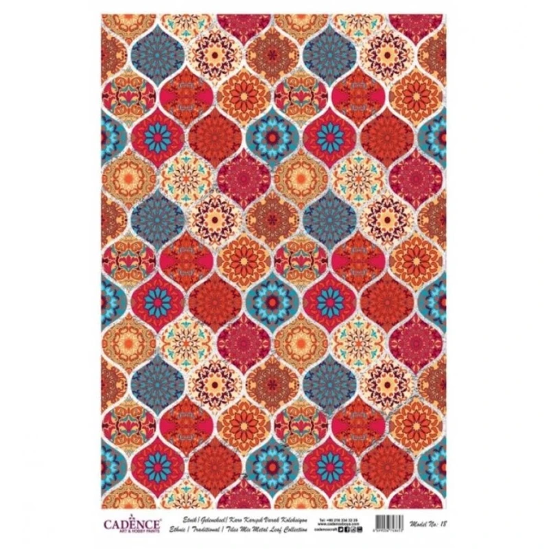 Dekupaj üçün düyü kağızı Cadence Metal Leaf Rice Paper Background Silver 018