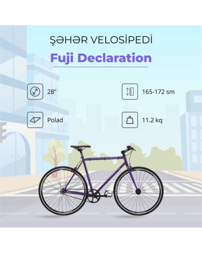Şəhər velosipedi Fuji Declaration, Size: S, 52 sm, 28