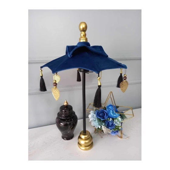 Декоративный зонт Bali BÇ-002, бархат, синий, 60 см