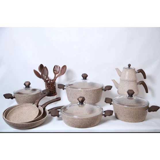 Набор посуды Oncu SHA-00002649, гранит, коричневый, 20/24/28/30 см, 24 шт Набор посуды Oncu SHA-00002649, гранит, коричневый, 20/24/28/30 см, 24 шт