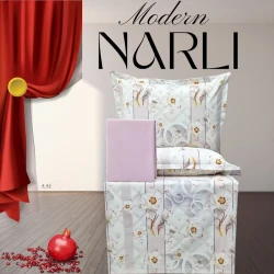 Комплект постельного белья Narlı 1165, пододеяльник 200x220 см, простыня 240х260 см, наволочки 50х70 см, двуспальный, хлопок, разноцветный