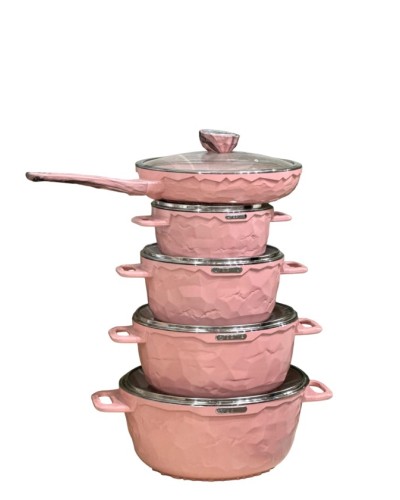 Qab-qacaq dəsti Life Smile LF-SM-014, çəhrayı, 5 parça