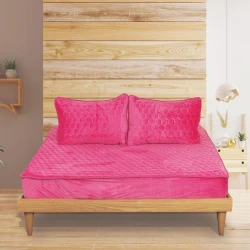 Наматрасник защитный La Perla ET-1224, 160х200 см, велюр, розовый