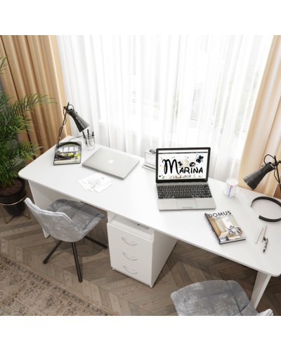 Kompüter masası Marina 3563_M25StolLogWhite, LDSP, 75x60x180 sm, ağ