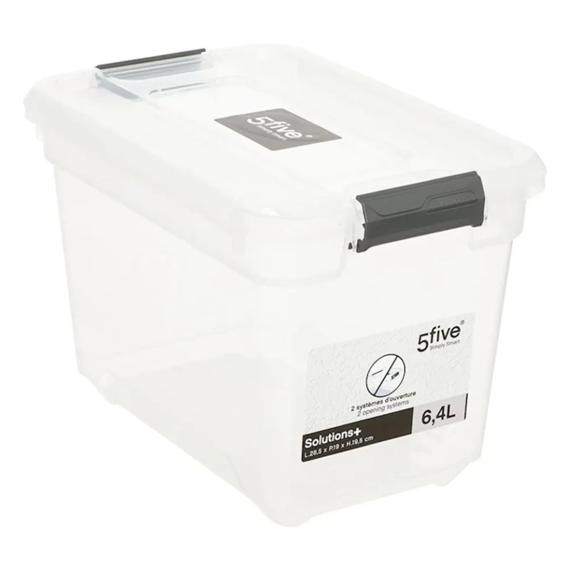 Контейнер 5Five Solutions+ 6.4 л, 28.5х19х19.5 см, полипропилен, прозрачный Контейнер 5Five Solutions+ 6.4 л, 28.5х19х19.5 см, полипропилен, прозрачный