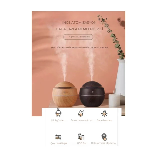 Hava nəmləndiricisi Ultrasonic Aroma Qəhvəyi