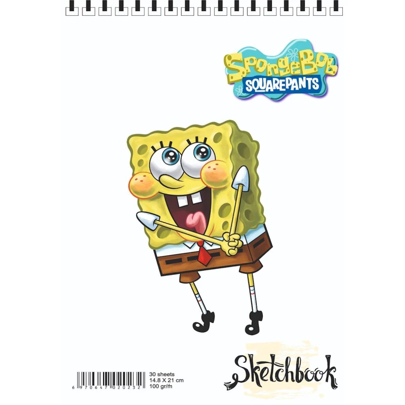Блокнот Sketchbook SB24 Sponge Bob A5, 30 листов, белый