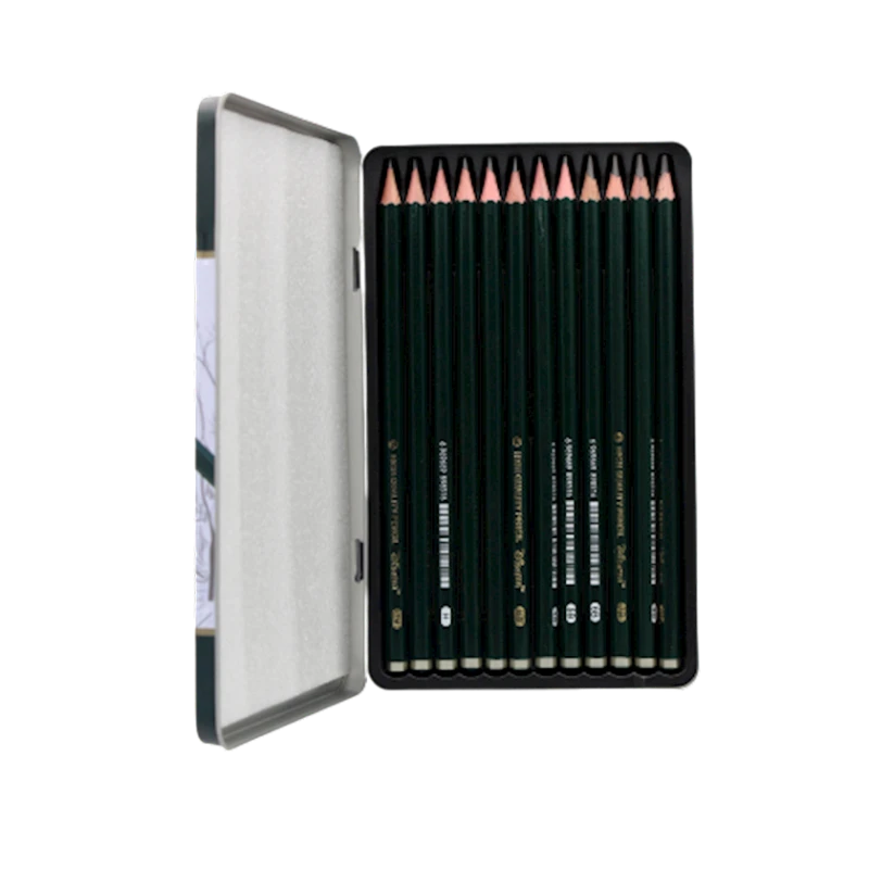 Набор графитовых карандашей Dishper Sketching Pencils, 12 шт, в металлической коробке Набор графитовых карандашей Dishper Sketching Pencils, 12 шт, в металлической коробке