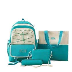 Школьный рюкзак 3 в 1 BS-113, 40x30x10 см, водонепроницаемая ткань, белый/синий