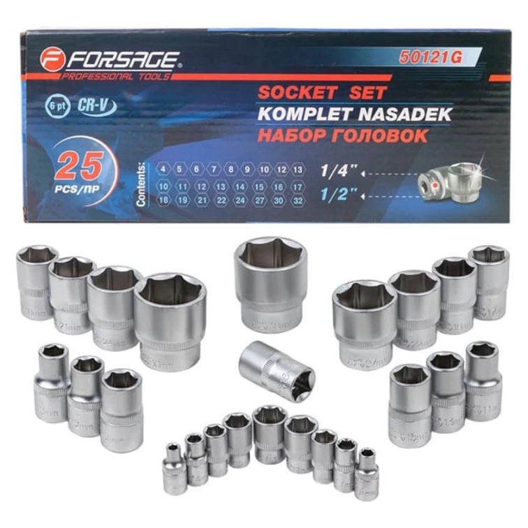 Набор инструментов головки Forsage F-50121G, 1/4