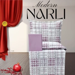 Комплект постельного белья Nar-Lı-001065, простыня 240x260 см, пододеяльник 200x220 см, наволочки 2 шт x 50x70 см, двуспальный, хлопок, разноцветный