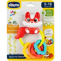 Прорезыватель-погремушка Chicco Squirrel Rattle, 0-18 месяцев, разноцветный