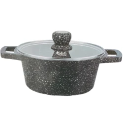 Кастрюля Elif EL71328-qara, 28 см, гранит, черная