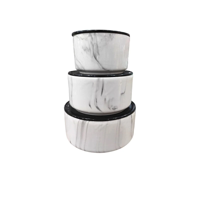 Qida saxlama qabları Yns collection NH_YNS77, keramika, mərmər naxışlı ilə, 11x7 sm, 14x7 sm, 16x7 sm Qida saxlama qabları Yns collection NH_YNS77, keramika, mərmər naxışlı ilə, 11x7 sm, 14x7 sm, 16x7 sm