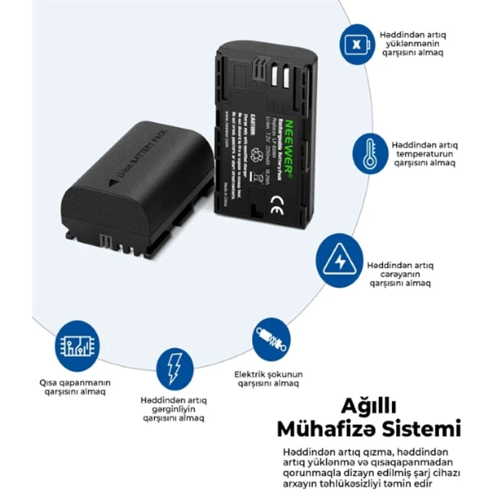 Зарядное устройство для фотокамер и видеокамер Neewer LP-E6NH 2250mAh Зарядное устройство для фотокамер и видеокамер Neewer LP-E6NH 2250mAh