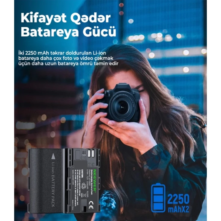 Зарядное устройство для фотокамер и видеокамер Neewer LP-E6NH 2250mAh Зарядное устройство для фотокамер и видеокамер Neewer LP-E6NH 2250mAh