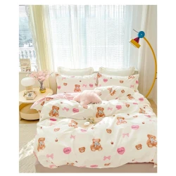 Комплект детского постельного белья First Home, пододеяльник 100x150 см, простыня 100x150 см, наволочка 35x45 см (2 шт), хлопок, белый/розовый Комплект детского постельного белья First Home, пододеяльник 100x150 см, простыня 100x150 см, наволочка 35x45 см (2 шт), хлопок, белый/розовый