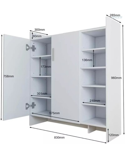 Ayaqqabı üçün tumba Art Mebel 13, laminat, ağ, 90x100x30 sm