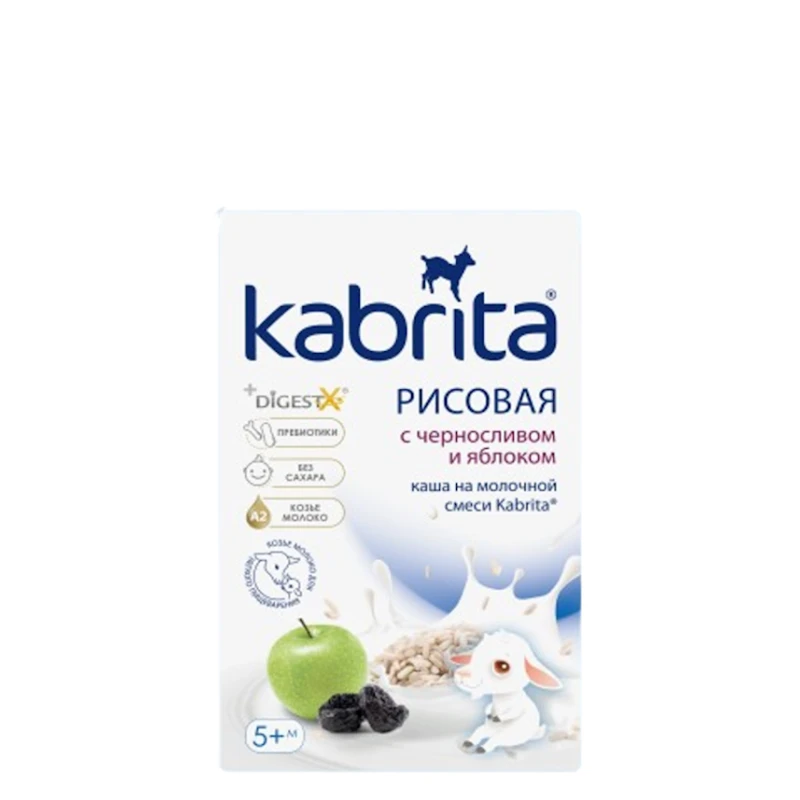 Рисовая каша Kabrita с яблоком и черносливом, 5+ месяцев, 180 г Рисовая каша Kabrita с яблоком и черносливом, 5+ месяцев, 180 г