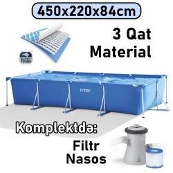 Hovuz Intex 7127TX28274, karkas, göy, 450x220x84 sm, həcm 7127 l