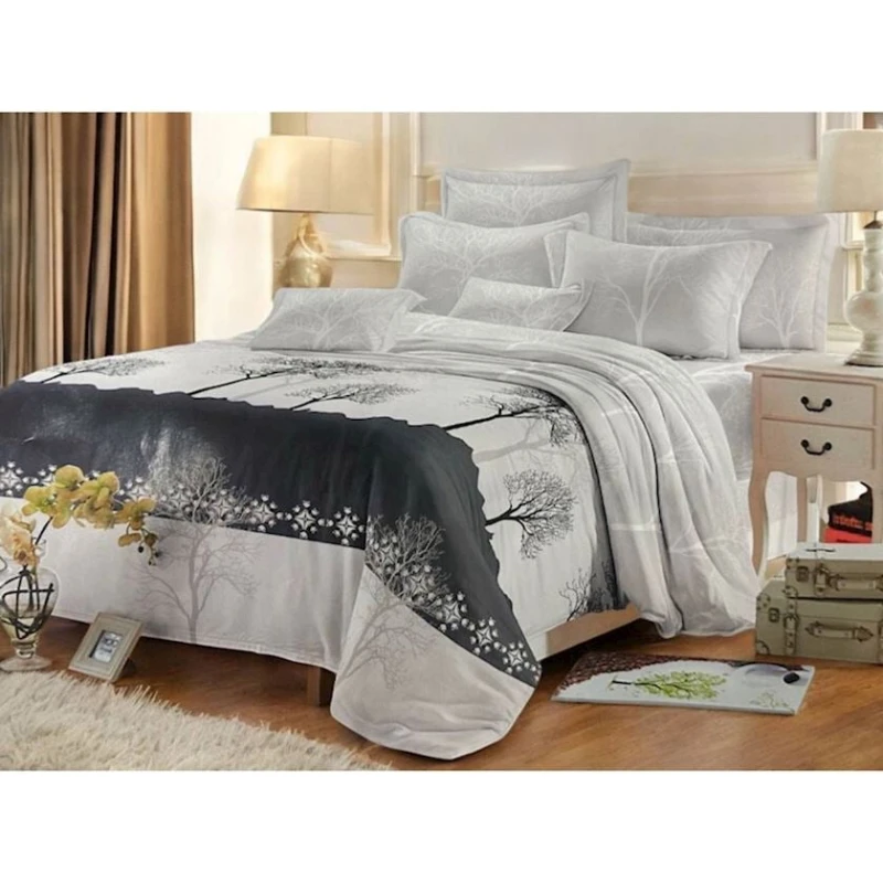 Комплект постельного белья Luxe Cotton 411, пододеяльник 160x220 см, простыня 160x220 см, наволочка 50х70 см, полутораспальный, серый