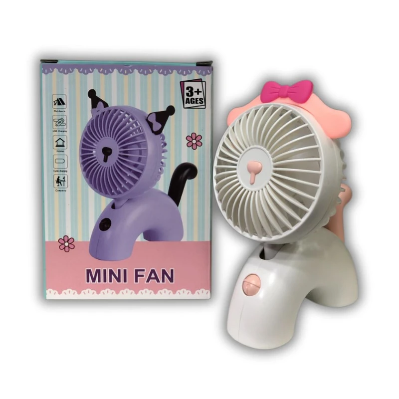 Мини-вентилятор с USB, бежевый, с розовой лентой Мини-вентилятор с USB, бежевый, с розовой лентой