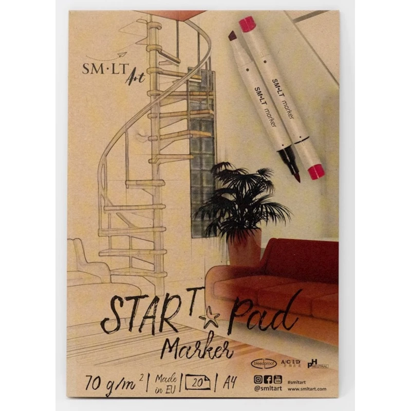 Kağız Smiltainis Start Pad markerlər üçün, A4, 70 q, 20 vərəq