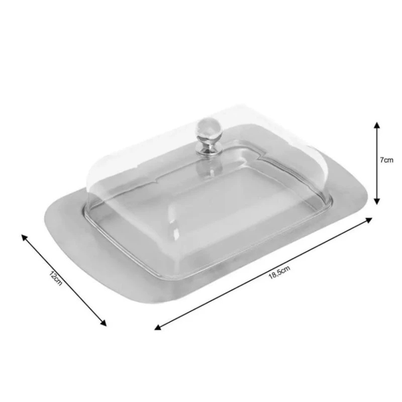 Масленка Kinghoff, 19х12х7 см, сталь/акрил