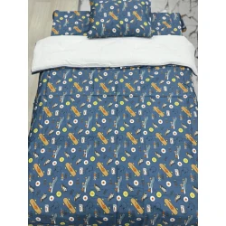 Uşaq yataq dəsti MiraNova SF-583, satin, göy, yorğan üzü 100x150 sm, mələfə 110x160 sm, yastıq üzü 35х45 sm