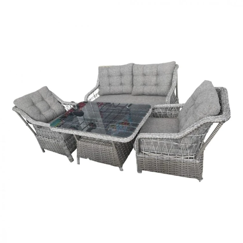 Mebel dəsti 17001000116: 2 kreslo, divan, masa, boz, 120х70 sm